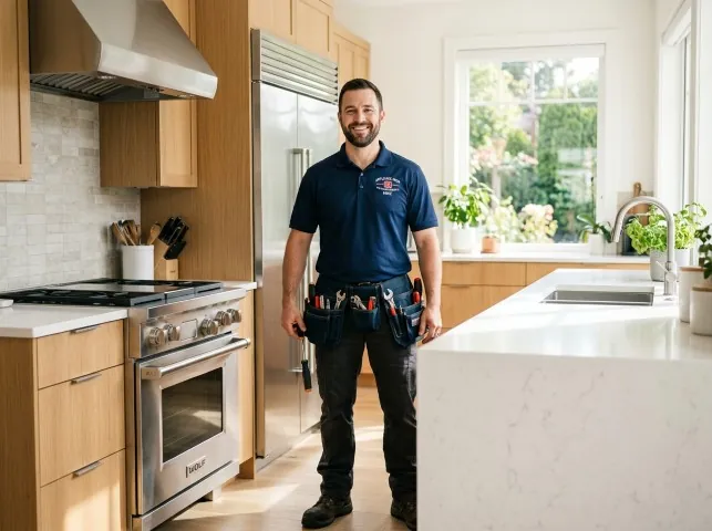 Appliance Repair Hero technician in a Austerlitz, NY kitchen after an appliance repair